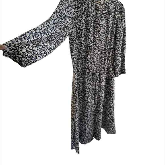 Ralph Lauren - Blue Floral Print Long Sleeve Button-Up Shirtwaist Dress - Picture 5 of 6